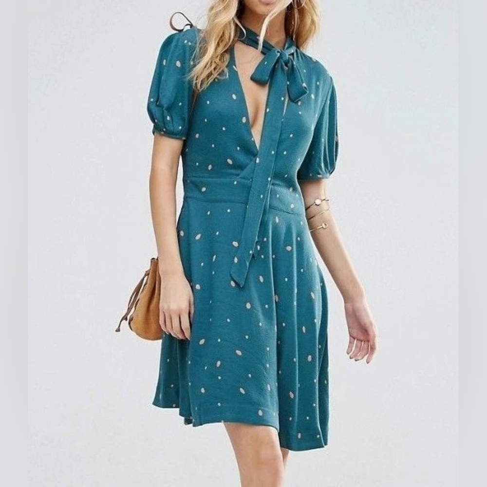NWT Free People Abbie Reversible Mini Dress, Color Green Combo Size 2 - Picture 2 of 16